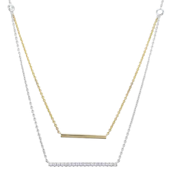 GOLD AND DIAMOND DOUBLE BAR NECKLACE