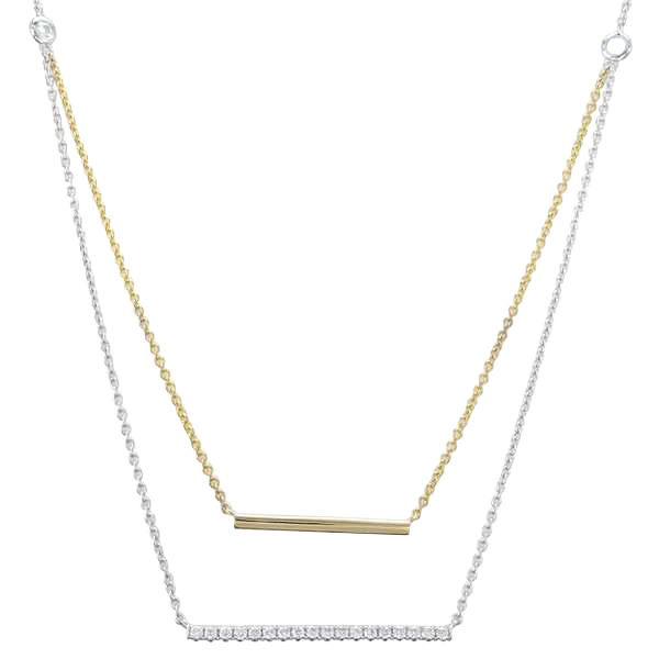 GOLD AND DIAMOND DOUBLE BAR NECKLACE