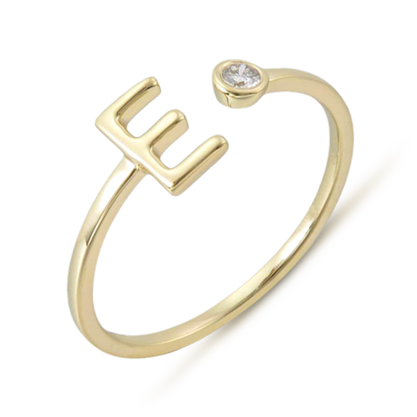 GOLD INITIAL AND DIAMOND SPLIT RING